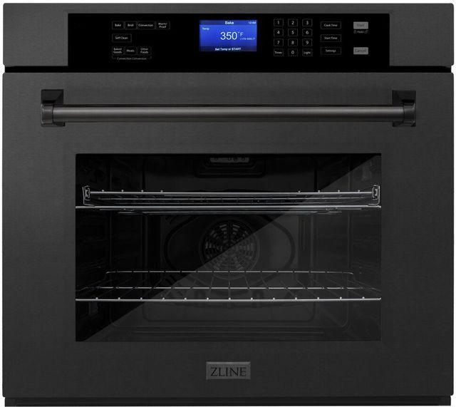 front view of the ZLINE 29" Black Stainless Steel Single Electric Wall Oven