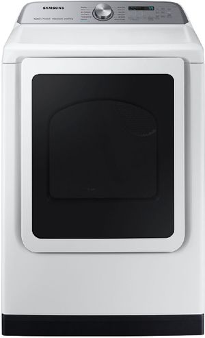 front view of the Samsung 7.4 Cu. Ft. White Front Load Gas Dryer