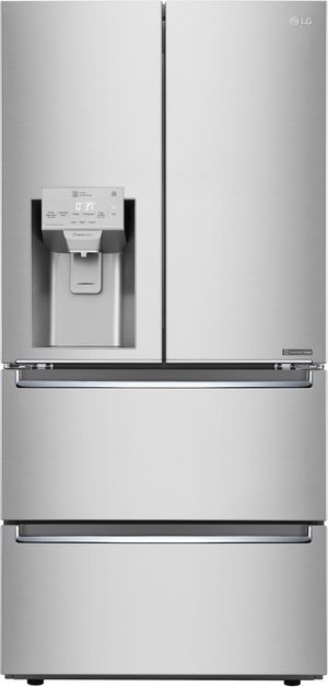 front view of the LG 33" 18.3 Cu. Ft. Smudge Resistant Stainless Steel Counter Depth French Door Refrigerator