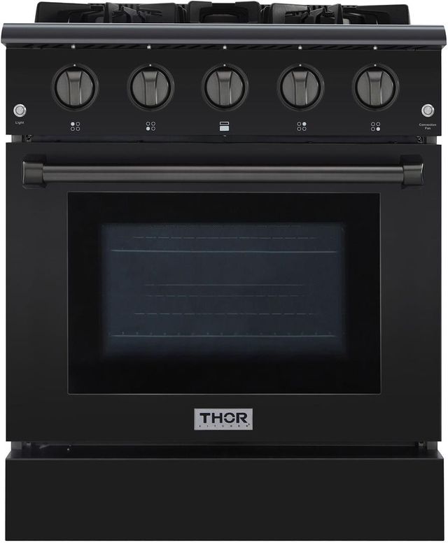 Black stainless steel gas range