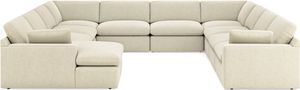 front view of the Benchcraft® Elyza 10-Piece Linen Sectional with Chaise