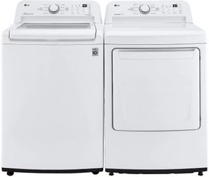 front view of the LG White Laundry Pair