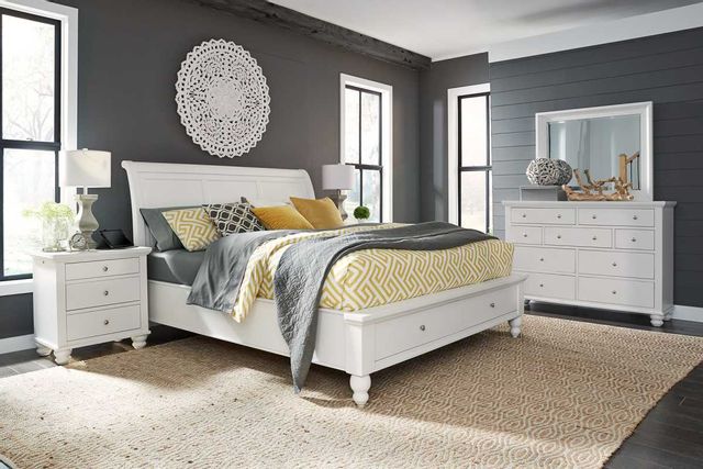 Aspenhome® Cambridge White Queen Sleigh Storage Bed