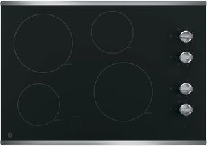 GE® 30" Stainless Steel on Black Electronic Cooktop
