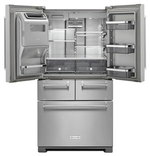 KitchenAid platinum interior French Door refrigerator offers 5 doors
