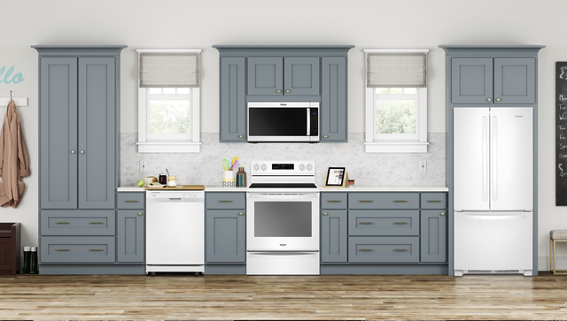 whirlpool portable dishwasher in traditional kitchen