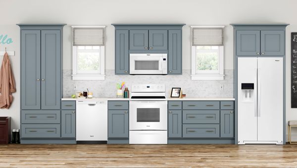 Kitchen Featuring a Whirlpool 20.6 Cu. Ft. White Counter Depth Side-By-Side Refrigerator