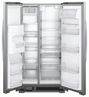 Whirlpool 33 in. 21.4 Cu. Ft. Fingerprint Resistant Stainless Steel Side-by-Side Refrigerator Doors Open