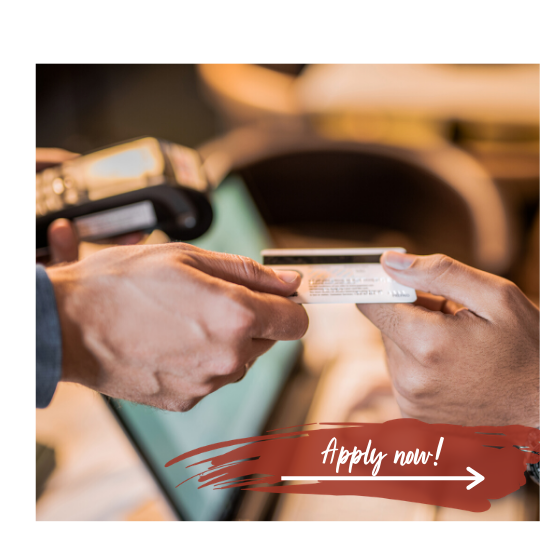 hands exchanging credit to be swiped by card reader